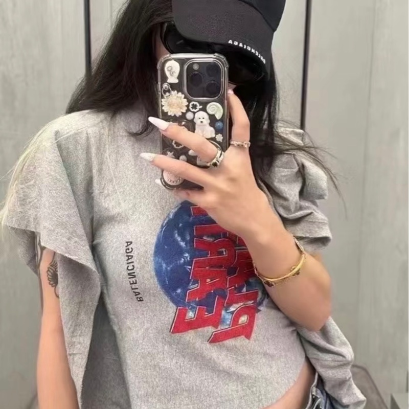 Balenciaga✨Planet Earth不規則塗鴉短上衣T #L-0