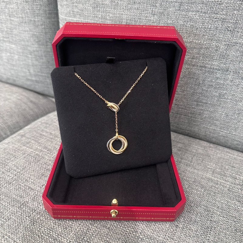 Cartier Trinity 三環18K金項鍊-44顆圓形明亮式切割鑽石，總重0.35克拉-7