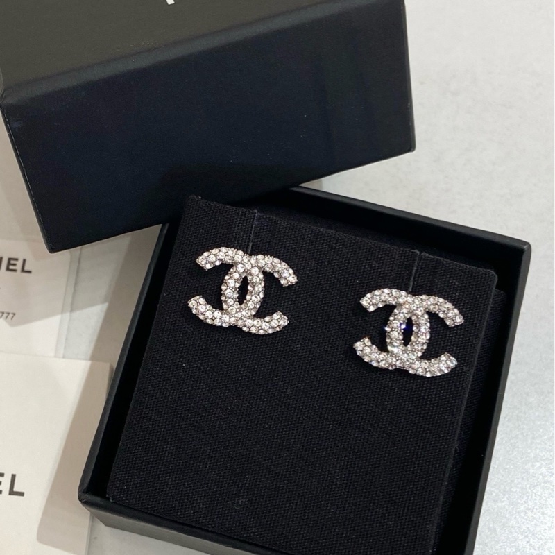 Chanel香奈兒雙C滿鑽耳釘  2021 附件：盒子-0