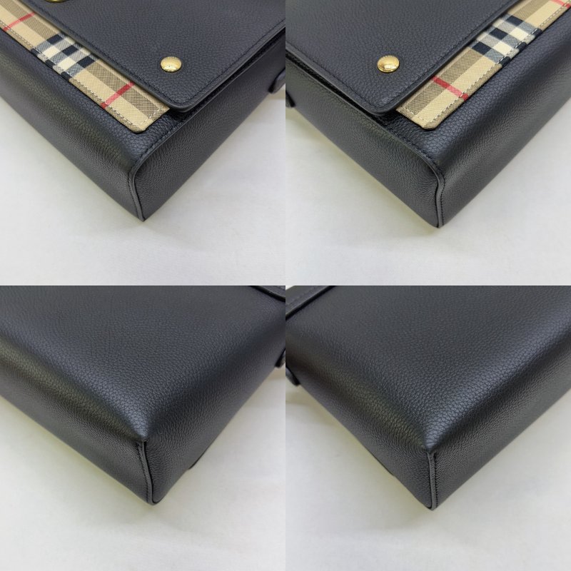 BURBERRY 小牛皮拚帆布格紋斜背包-9