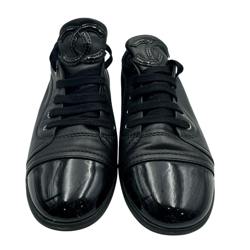 【美收精品】CHANEL黑色皮革休閒鞋 C-401【隔月月中將轉賣至日本 上架期限30天】-2
