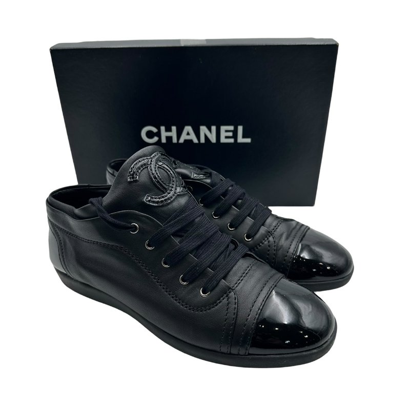 【美收精品】CHANEL黑色皮革休閒鞋 C-401【隔月月中將轉賣至日本 上架期限30天】-9