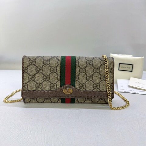 GUCCI Ophidia帆布翻蓋WOC鏈包