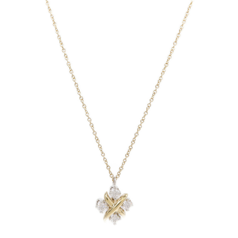 TIFFANY＆CO PT950鉑金/18K黃金Sixteen Stone Necklace鑽石項鍊-0