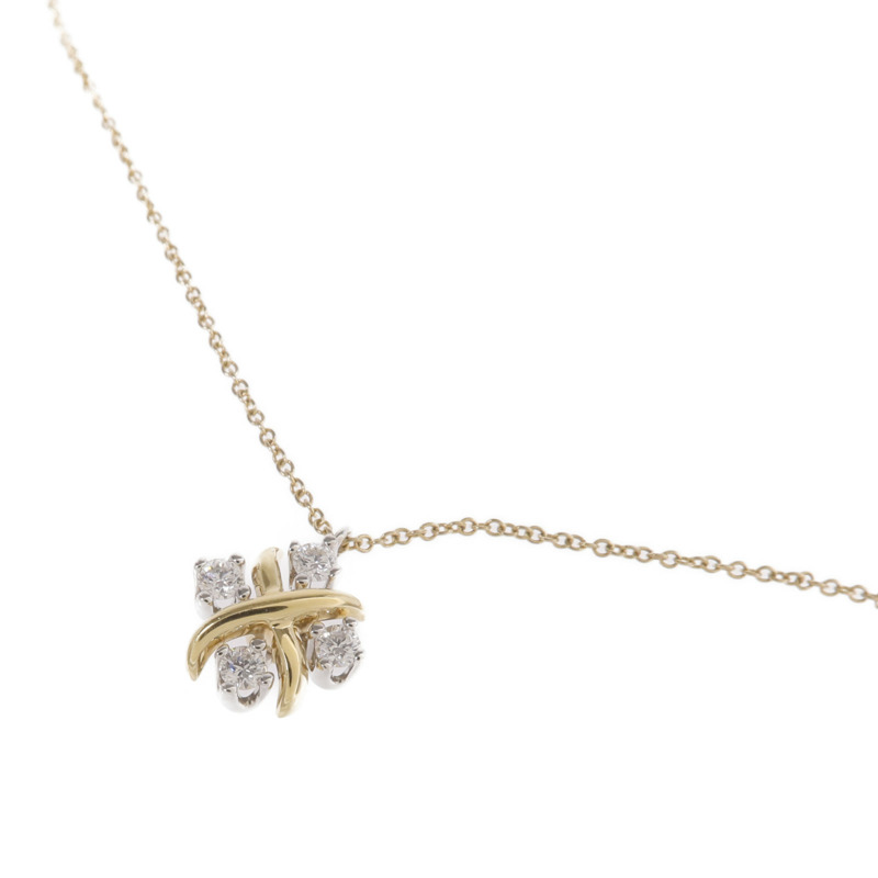 TIFFANY＆CO PT950鉑金/18K黃金Sixteen Stone Necklace鑽石項鍊-2