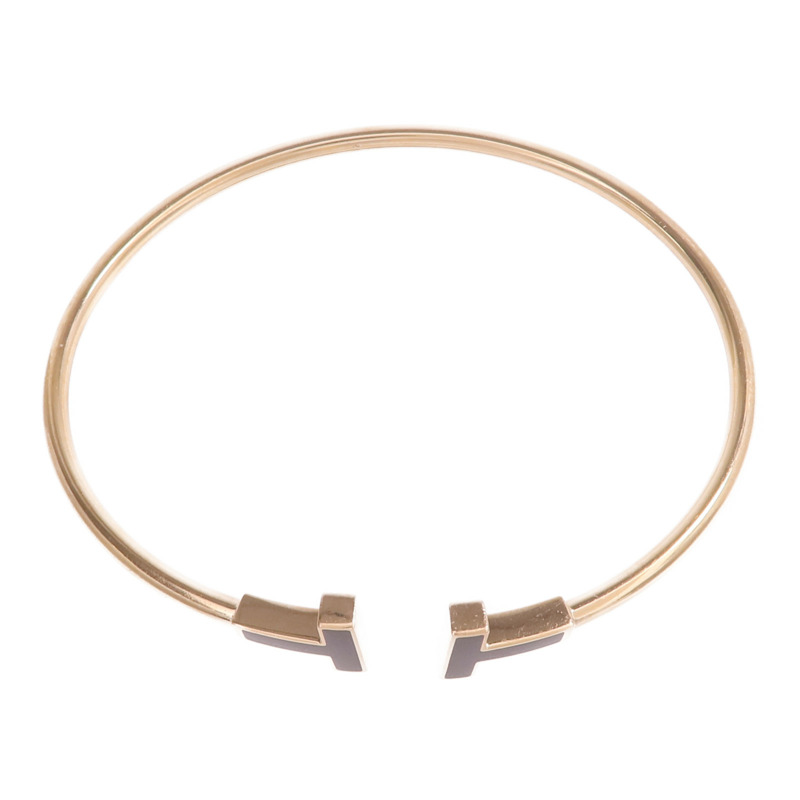 TIFFANY＆CO 18K玫瑰金T Wire Bracelet縞瑪瑙手鐲-3