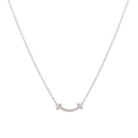 TIFFANY＆CO 18K白金T Smile Small Necklace項鍊