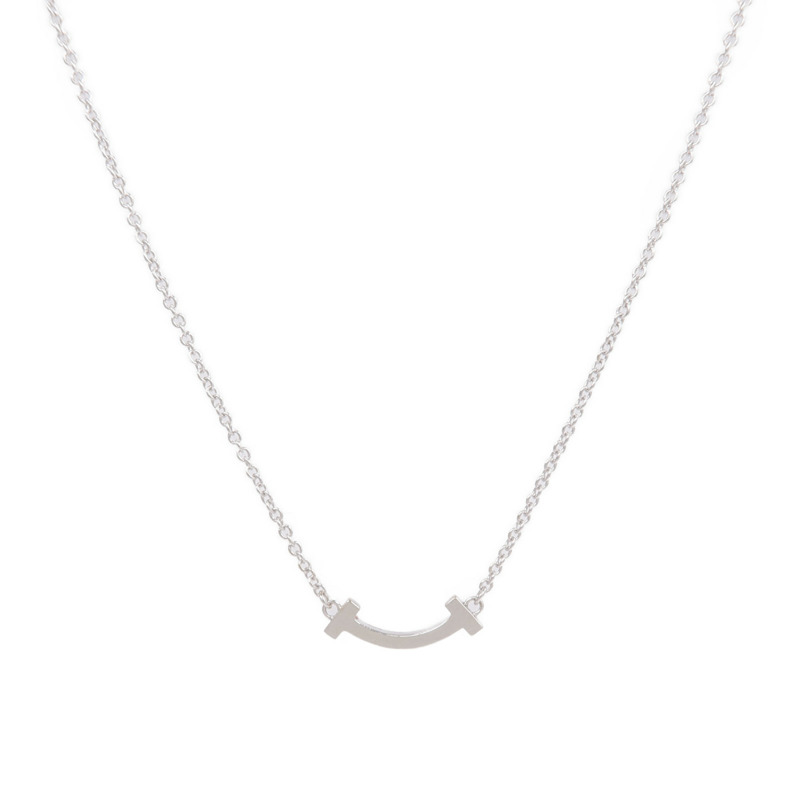 TIFFANY＆CO 18K白金T Smile Small Necklace項鍊-0