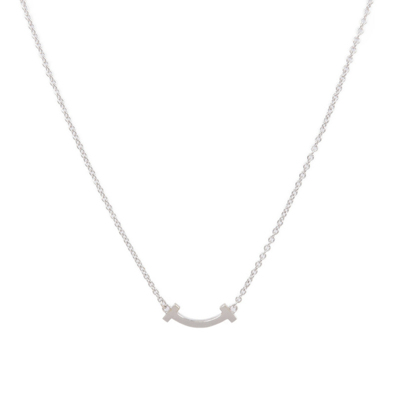 TIFFANY＆CO 18K白金T Smile Small Necklace項鍊-1