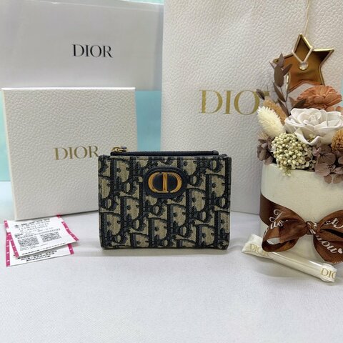 DIOR 30 Montaigne Dahlia 緹花兩折短夾