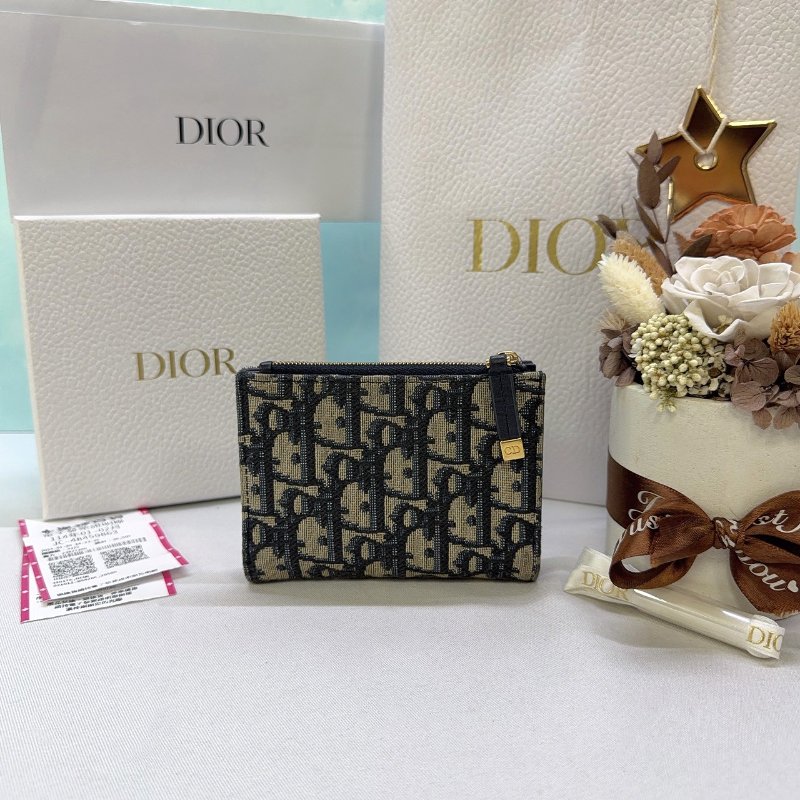 DIOR 30 Montaigne Dahlia 緹花兩折短夾-1