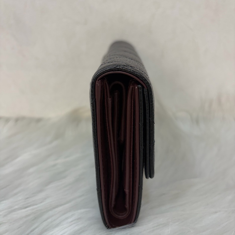 CHANEL A31506 黑 荔枝皮 金釦 零錢 COCO 發財 長夾 皮夾-1