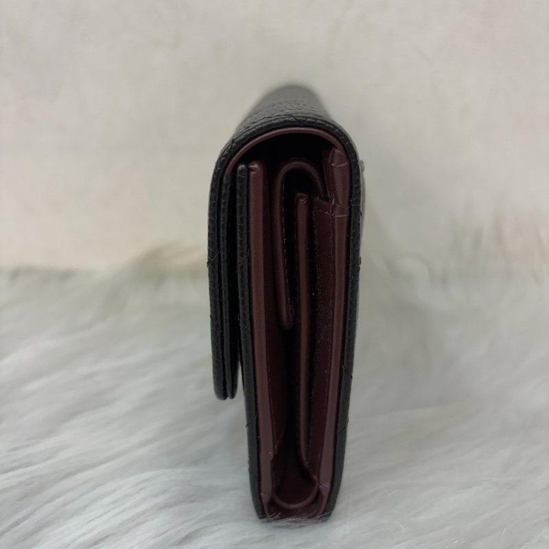 CHANEL A31506 黑 荔枝皮 金釦 零錢 COCO 發財 長夾 皮夾-3
