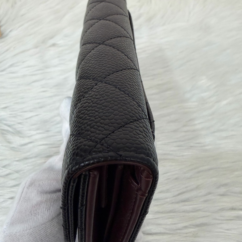 CHANEL A31506 黑 荔枝皮 金釦 零錢 COCO 發財 長夾 皮夾-15