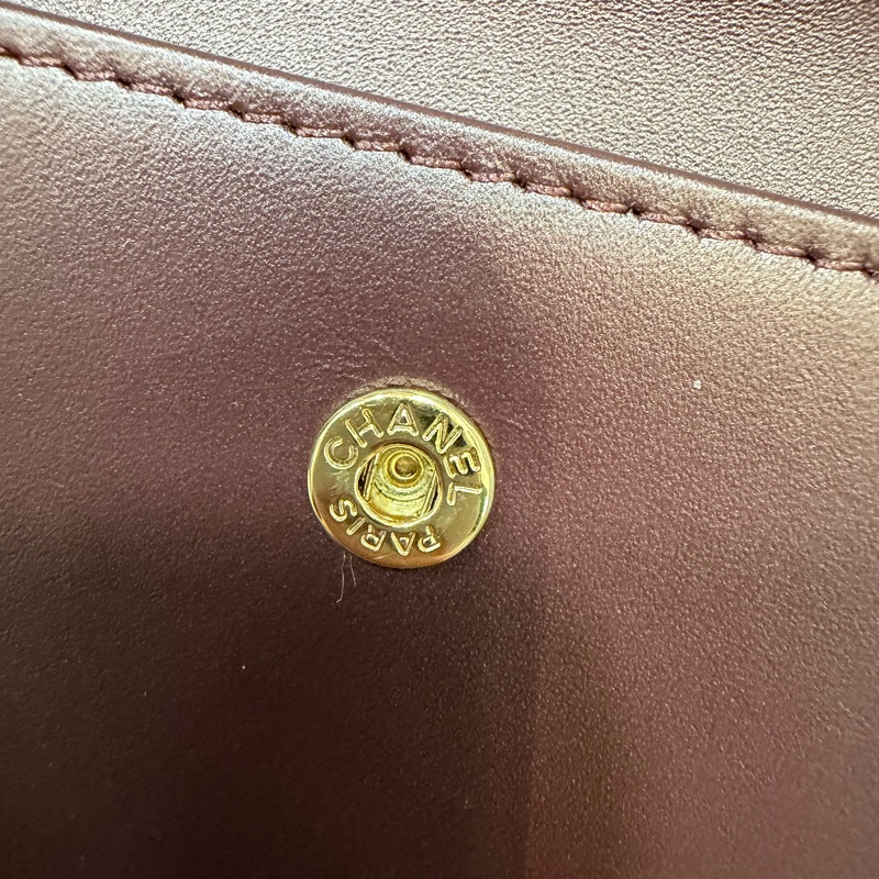 CHANEL A31506 黑 荔枝皮 金釦 零錢 COCO 發財 長夾 皮夾-30