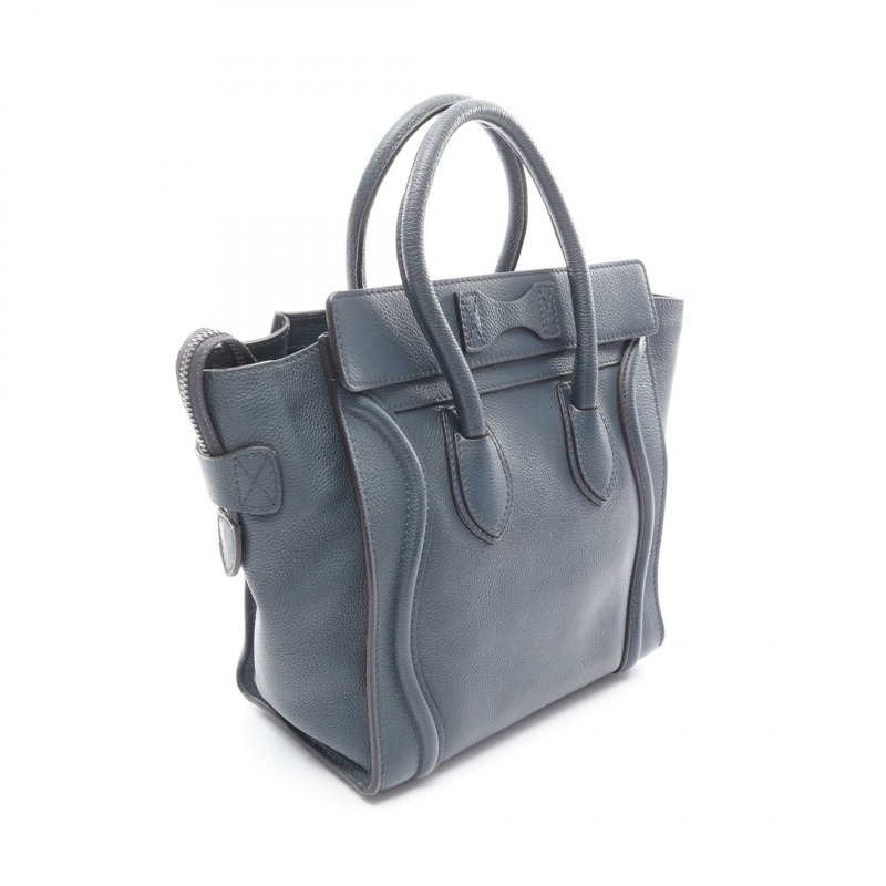 CELINE Luggage Micro Shopper 手提包 167793 皮革 海軍藍 二手 女士-1