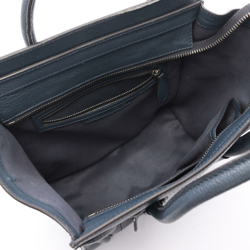 CELINE Luggage Micro Shopper 手提包 167793 皮革 海軍藍 二手 女士-2