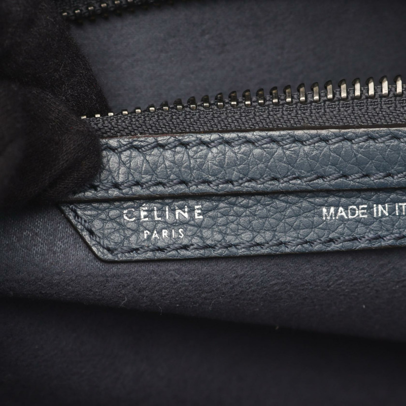 CELINE Luggage Micro Shopper 手提包 167793 皮革 海軍藍 二手 女士-3