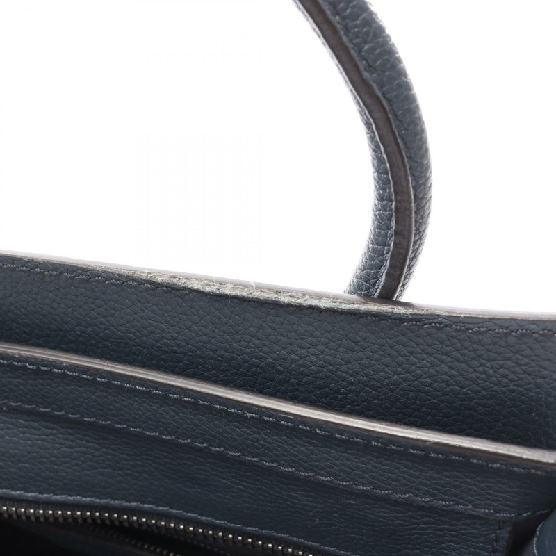CELINE Luggage Micro Shopper 手提包 167793 皮革 海軍藍 二手 女士-4