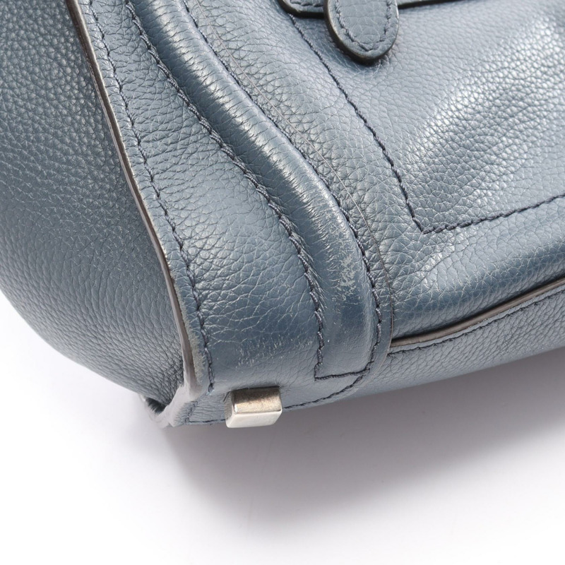 CELINE Luggage Micro Shopper 手提包 167793 皮革 海軍藍 二手 女士-9