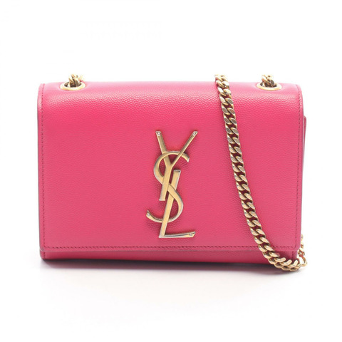 SAINT LAURENT PARIS Kate Monogram 鏈條肩背斜背包 皮革 粉紅色 二手