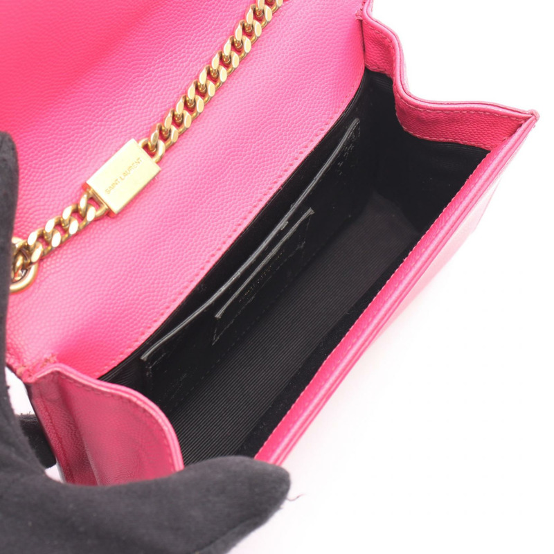 SAINT LAURENT PARIS Kate Monogram 鏈條肩背斜背包 皮革 粉紅色 二手-2