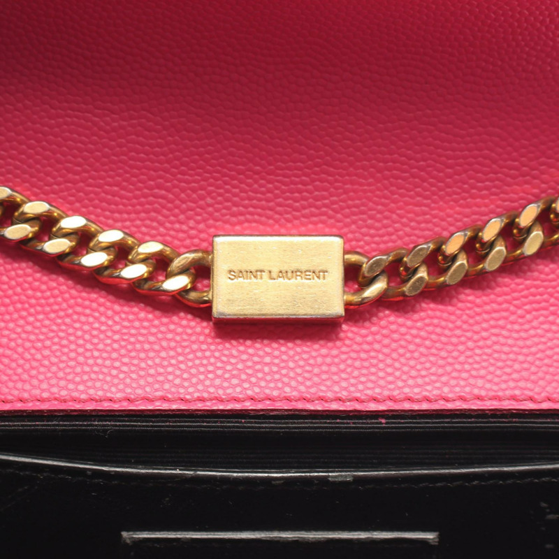 SAINT LAURENT PARIS Kate Monogram 鏈條肩背斜背包 皮革 粉紅色 二手-11