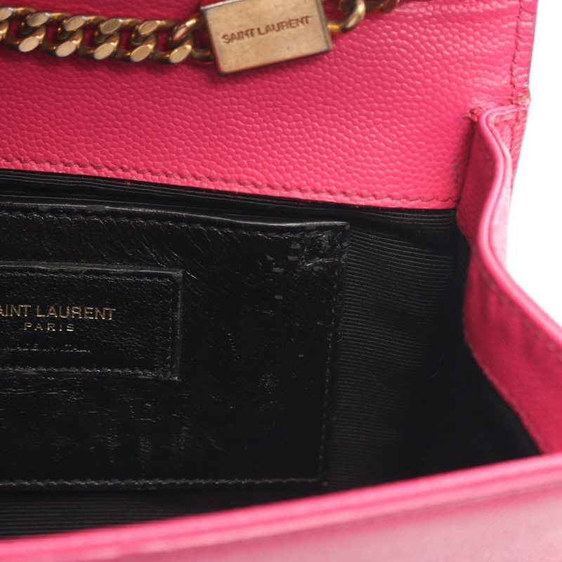 SAINT LAURENT PARIS Kate Monogram 鏈條肩背斜背包 皮革 粉紅色 二手-12