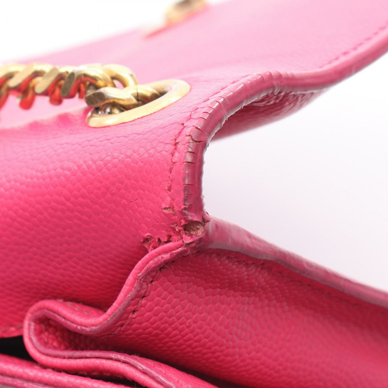 SAINT LAURENT PARIS Kate Monogram 鏈條肩背斜背包 皮革 粉紅色 二手-13