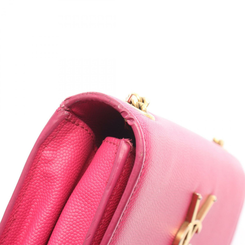 SAINT LAURENT PARIS Kate Monogram 鏈條肩背斜背包 皮革 粉紅色 二手-14