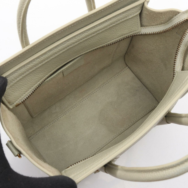 CELINE Luggage Nano Shopper 單肩手提包 189243 皮革 綠色 二手 女士-2
