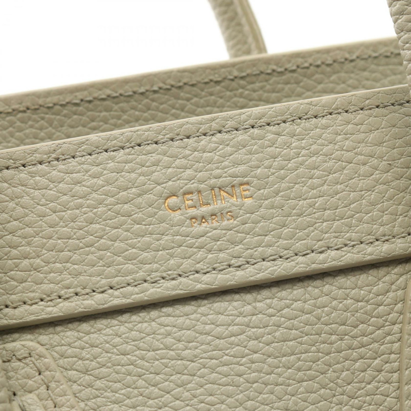 CELINE Luggage Nano Shopper 單肩手提包 189243 皮革 綠色 二手 女士-3