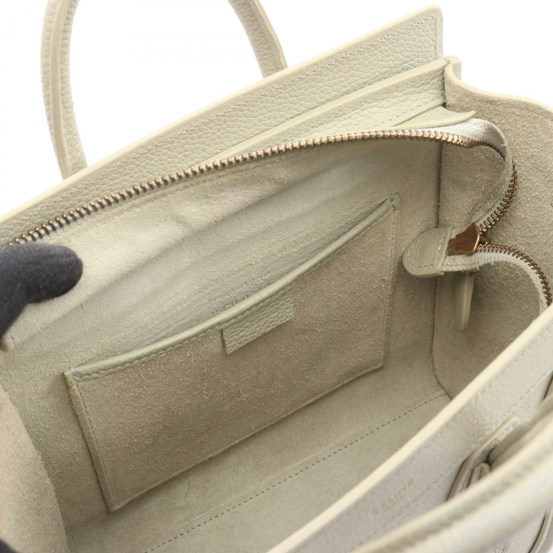 CELINE Luggage Nano Shopper 單肩手提包 189243 皮革 綠色 二手 女士-8