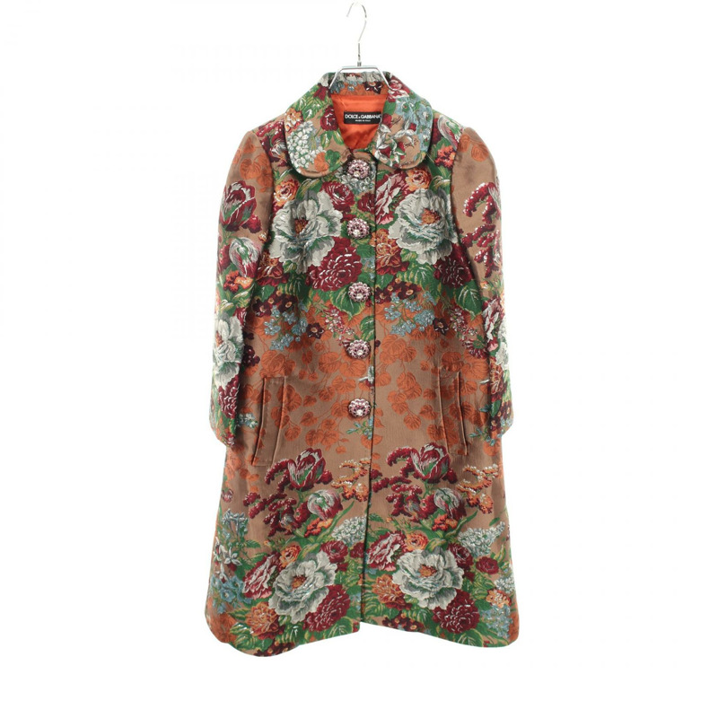 DOLCE & GABBANA 不銹鋼領外套 F0V06Z 聚酯棕色多色 #38 二手-0
