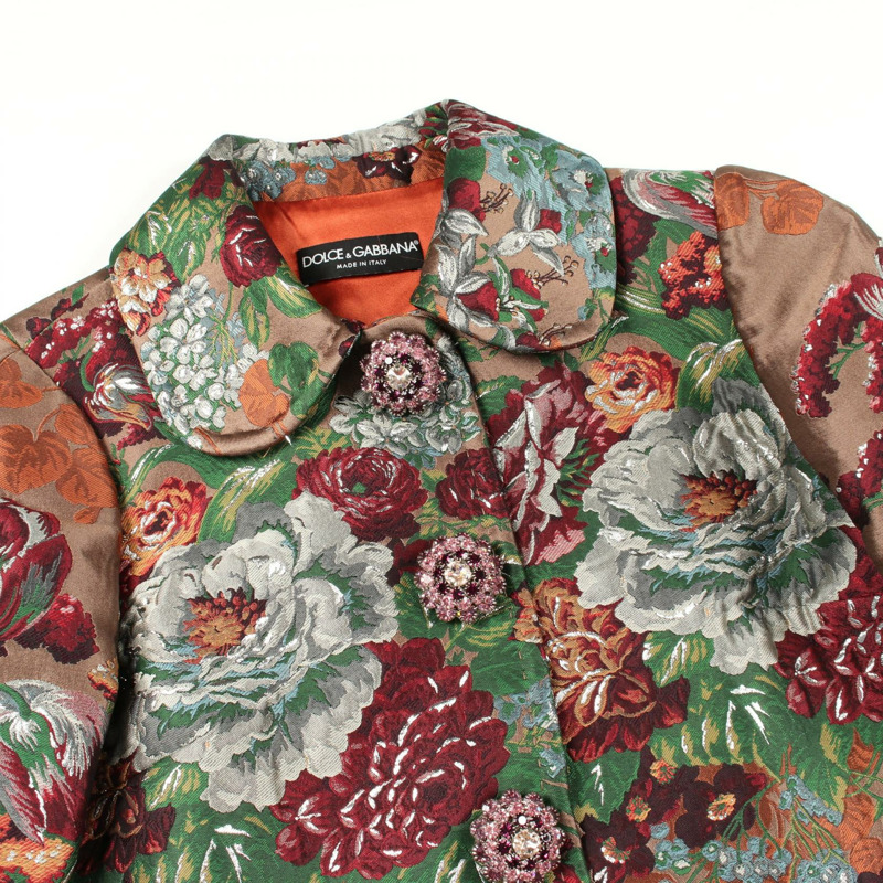 DOLCE & GABBANA 不銹鋼領外套 F0V06Z 聚酯棕色多色 #38 二手-8