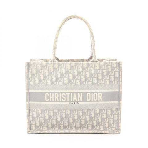 Christian Dior BOOK TOTE 中型手袋 帆布 白色 灰色 二手 女士