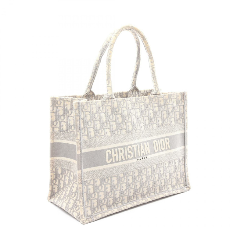 Christian Dior BOOK TOTE 中型手袋 帆布 白色 灰色 二手 女士-1