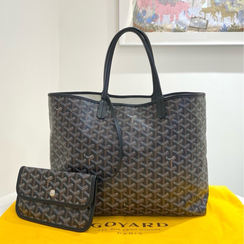 GOYARD/戈雅黑色Y字滿印老花中號單肩子母購物袋  尺寸：34*26*14 附件：子袋 塵袋。-8