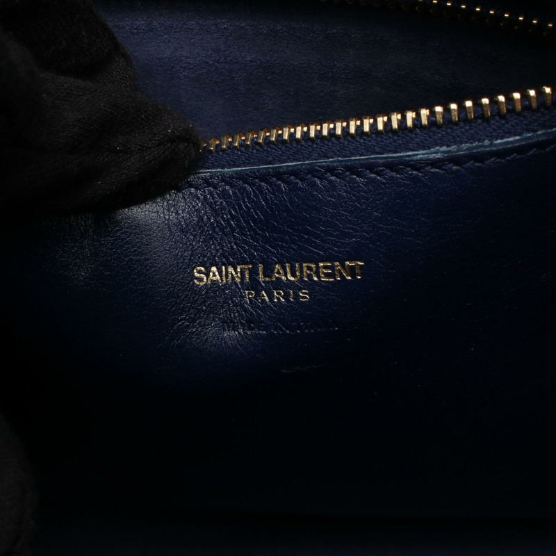 SAINT LAURENT PARIS Cabas 小號單肩斜背包，皮革材質，藍色，二手-3
