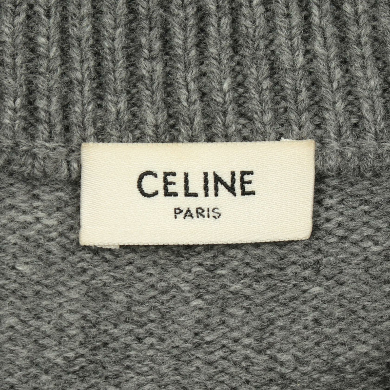 CELINE Triomphe Trucker針織毛衣 2ADBH048T 羊毛羊絨灰色 #L 二手男款-2