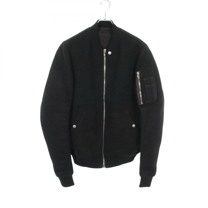 Rick Owens 飛行員夾克 Blouson RU18F1791-WB 羊毛 黑色 #46 二手男款-0