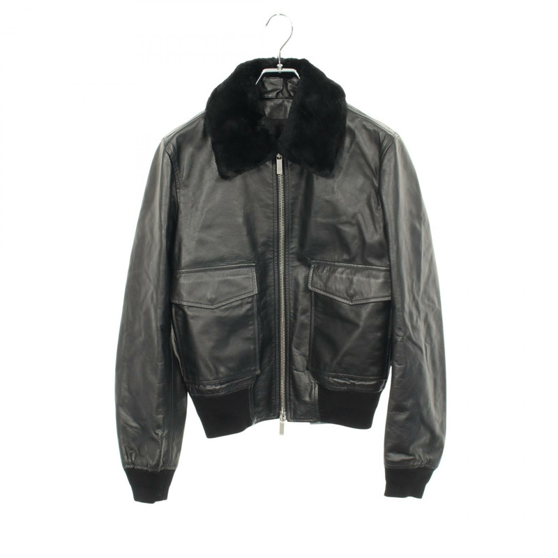 Dior 拉鍊皮褲 013L408A0384 Taurillon Clemence 黑色皮革 二手男款-0