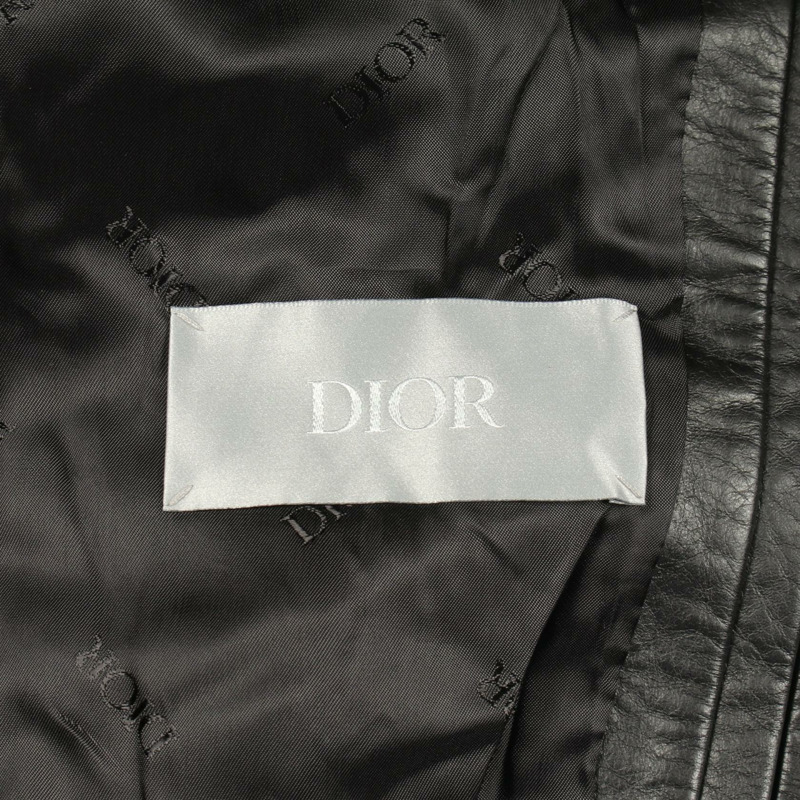 Dior 拉鍊皮褲 013L408A0384 Taurillon Clemence 黑色皮革 二手男款-2