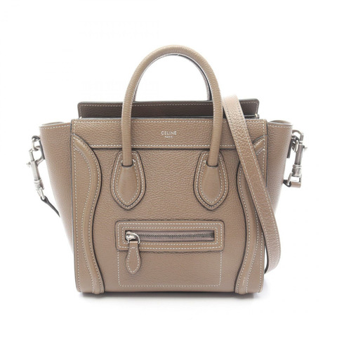 CELINE Luggage Nano Shopper 單肩手提包 189243 皮革 灰色 二手 女士