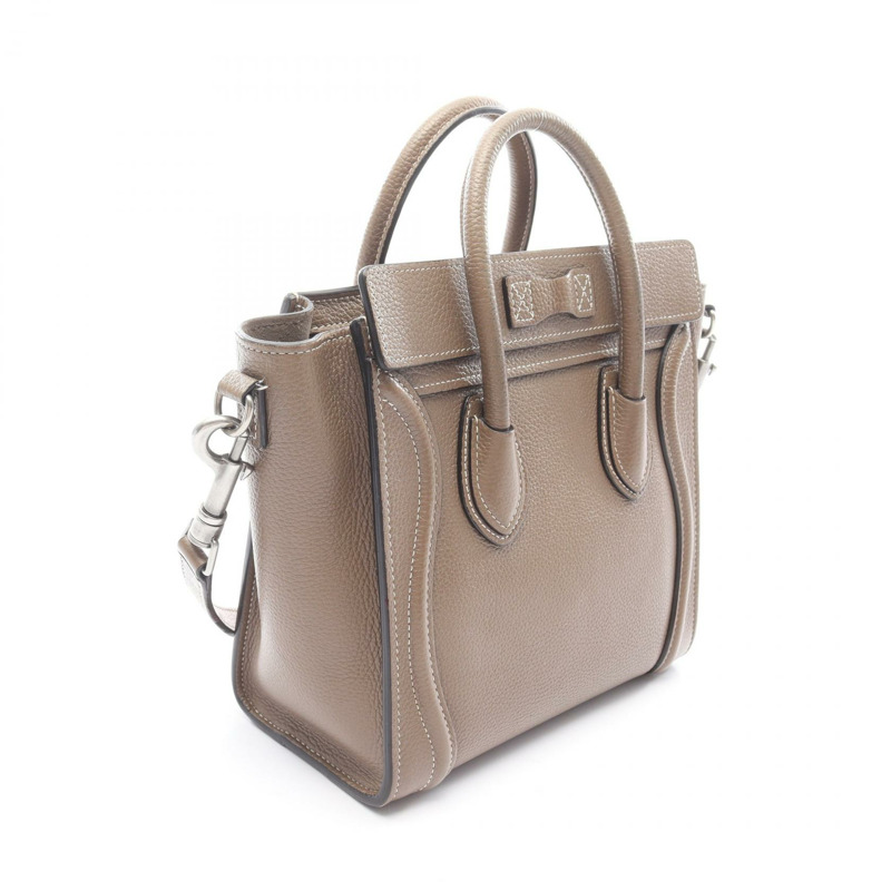 CELINE Luggage Nano Shopper 單肩手提包 189243 皮革 灰色 二手 女士-1