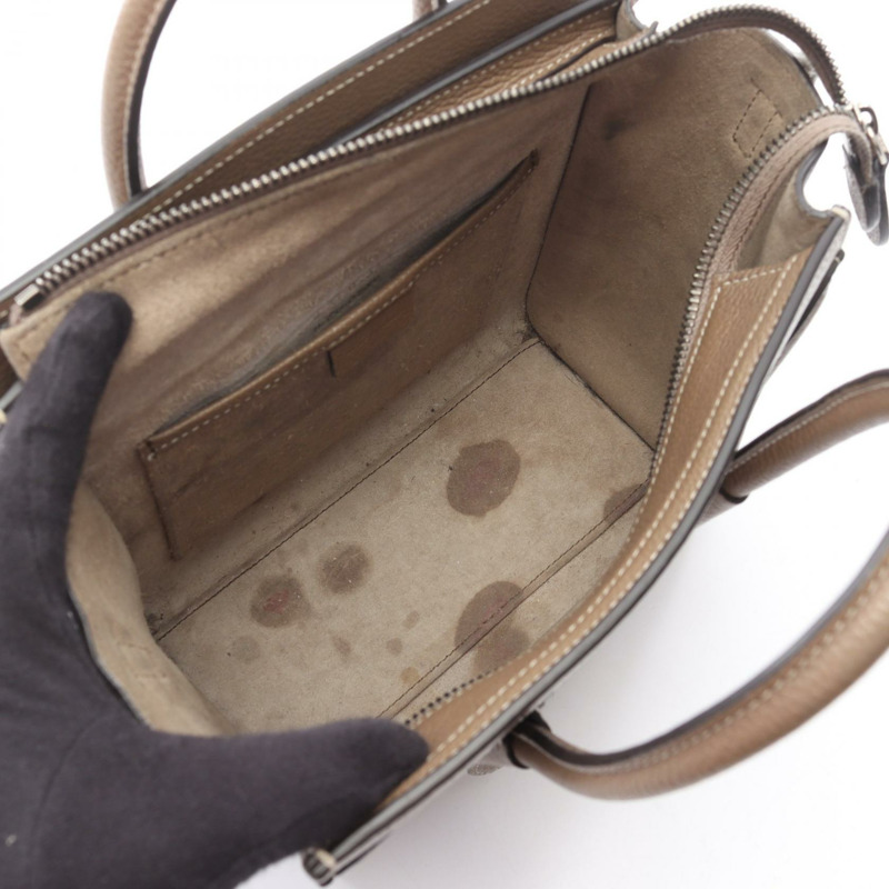 CELINE Luggage Nano Shopper 單肩手提包 189243 皮革 灰色 二手 女士-2