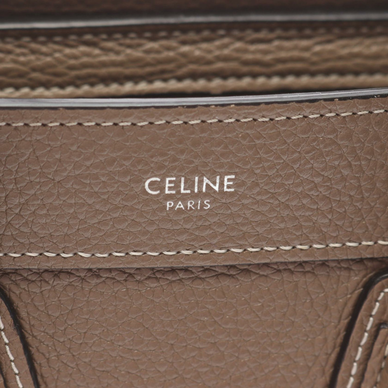 CELINE Luggage Nano Shopper 單肩手提包 189243 皮革 灰色 二手 女士-3
