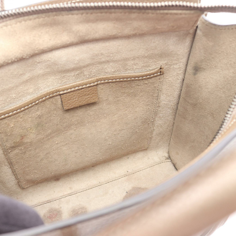 CELINE Luggage Nano Shopper 單肩手提包 189243 皮革 灰色 二手 女士-5