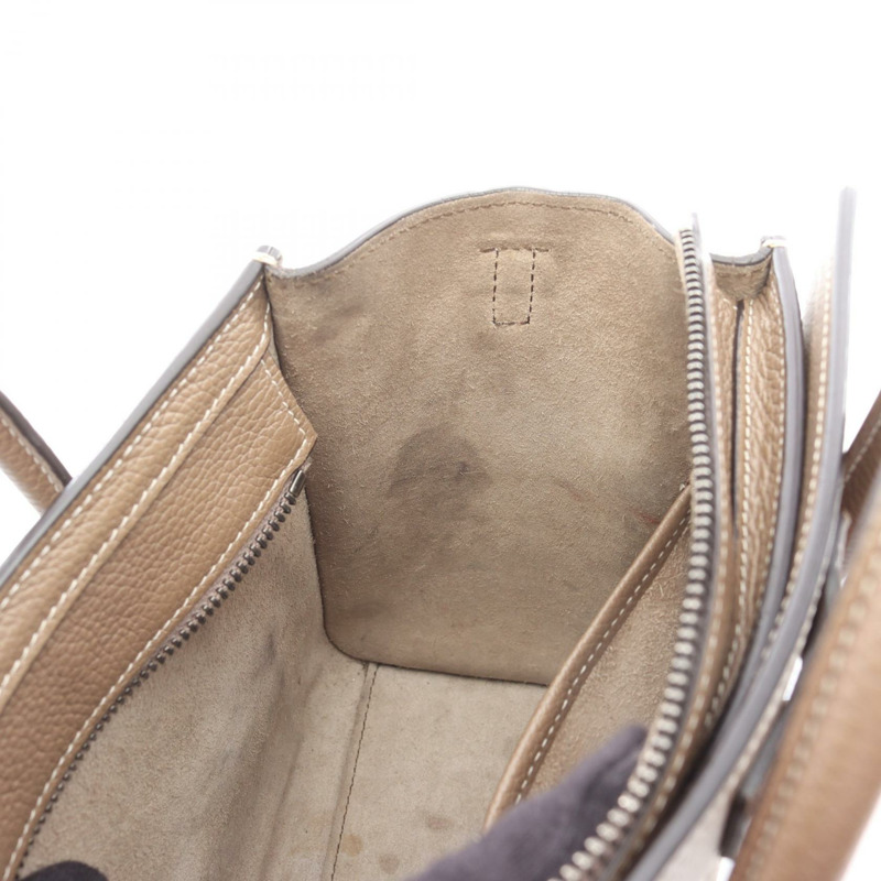 CELINE Luggage Nano Shopper 單肩手提包 189243 皮革 灰色 二手 女士-6