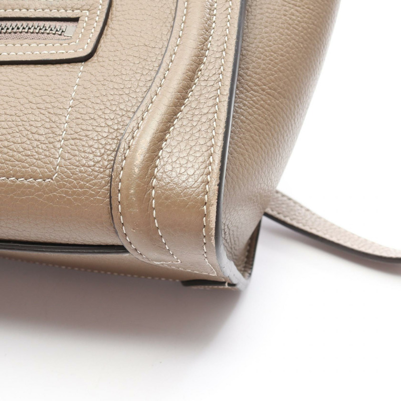 CELINE Luggage Nano Shopper 單肩手提包 189243 皮革 灰色 二手 女士-10